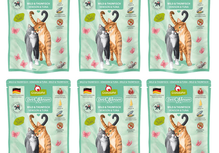 GranataPet DeliCatessen Venison & Tuna – Grain-Free Wet Cat Food, Venison and Tuna, 6x85g Pouches