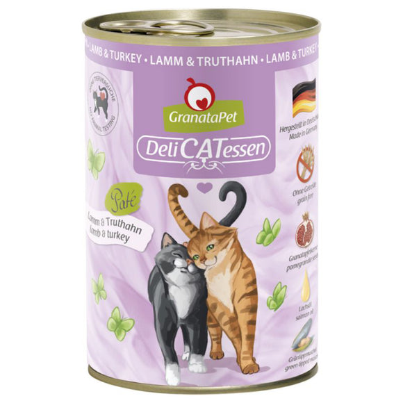 GranataPet DeliCatessen Lamb & Turkey Wet Cat Food – Grain-Free, 400g Can, Premium Protein Blend