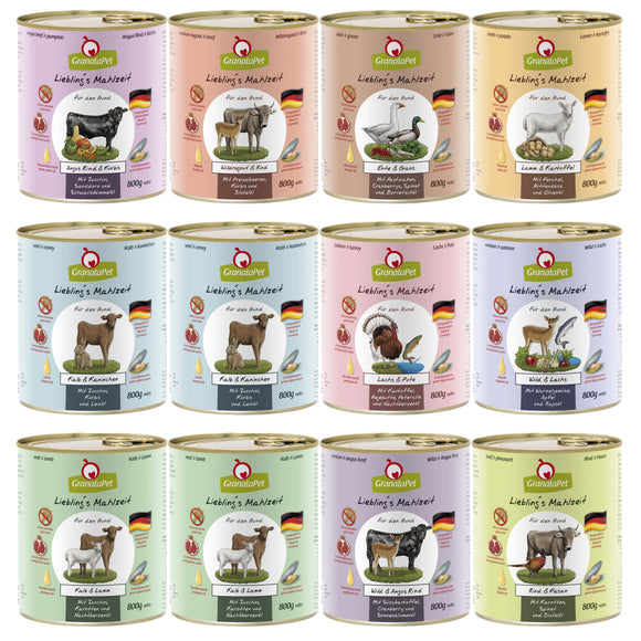 GranataPet Grain-Free Wet Food Set – 12x800g Mixed Flavors, Premium Quality Nutrition