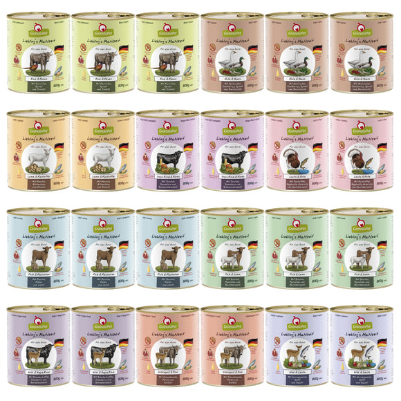 GranataPet Wet Food Set – Grain-Free 24x800g Mixed Flavors, Premium Nutrition Variety