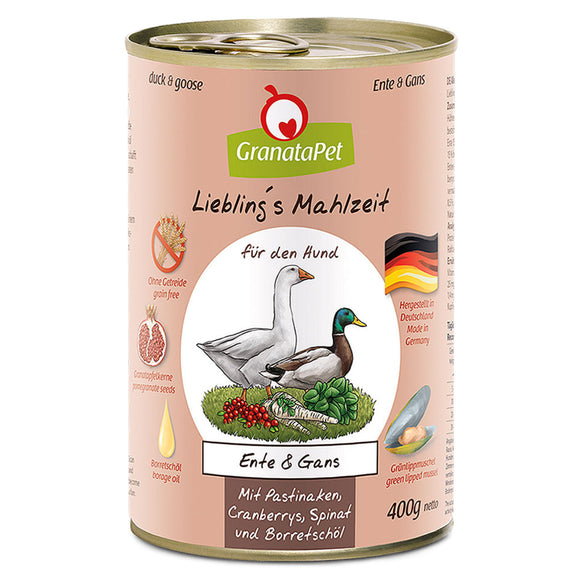 GranataPet Duck & Goose Grain-Free Wet Dog Food – High Protein, 400g Can