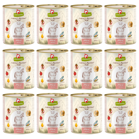 GranataPet Horse Pur Monoprotein Grain-Free Wet Dog Food, Horse Meat, 12x800g Cans