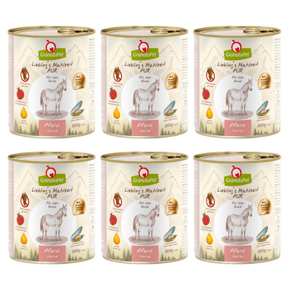 GranataPet Horse Pur Monoprotein Grain-Free Wet Dog Food, Horse Meat, 6x800g – Limited Promotion