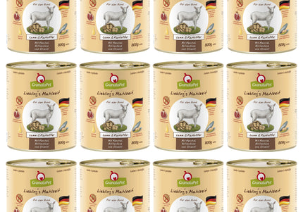 GranataPet Lamb and Potato Grain-Free Wet Dog Food – 12 x 800g Cans, High-Protein Recipe
