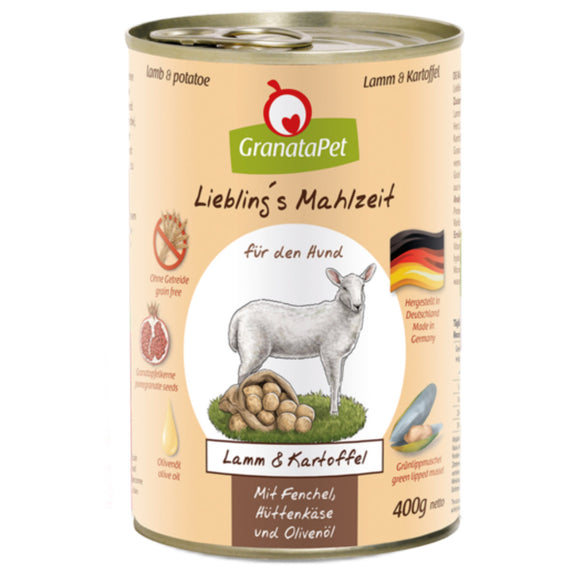 GranataPet Lamb and Potato Wet Dog Food – Grain-Free, 400g Can, Premium Protein Recipe