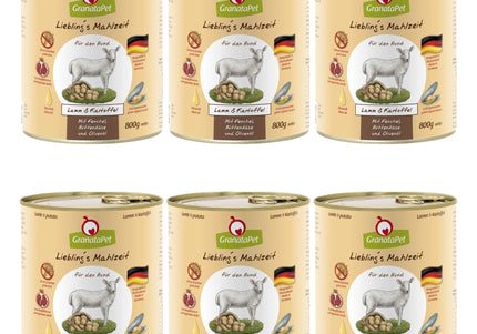 GranataPet Lamb and Potato Grain-Free Wet Dog Food – 6 x 800g, Premium Protein Recipe
