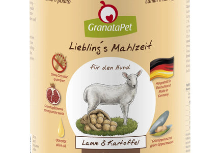 GranataPet Lamb and Potato Grain-Free Wet Dog Food – 800g Can, High-Quality Protein Recipe