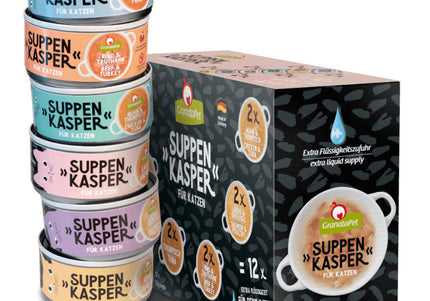 GranataPet Suppenkasper Cat Soup Multipack – Assorted Flavors, 12 x 70g Pouches
