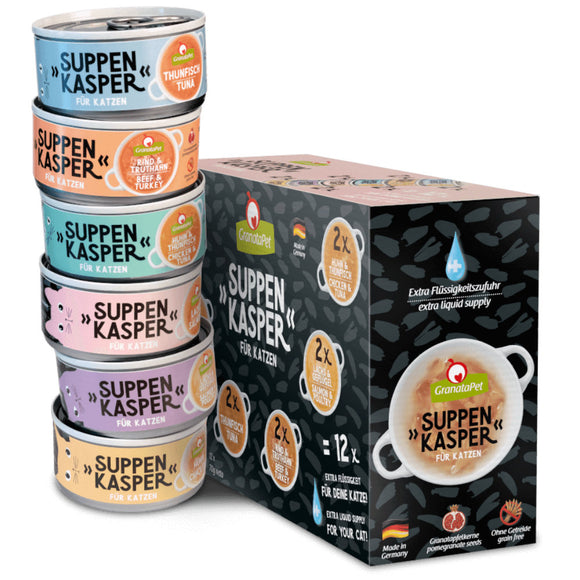 GranataPet Suppenkasper Cat Soup Multipack – Assorted Flavors, 12 x 70g Pouches
