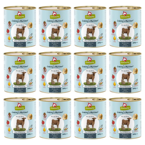 GranataPet Veal & Coney Grain-Free Wet Dog Food – Veal and Rabbit, 12 x 800g Cans