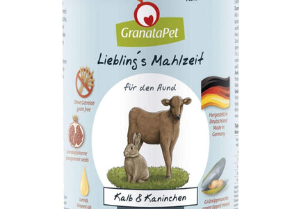 GranataPet Veal & Coney Grain-Free Wet Dog Food – Veal and Rabbit, 400g Can