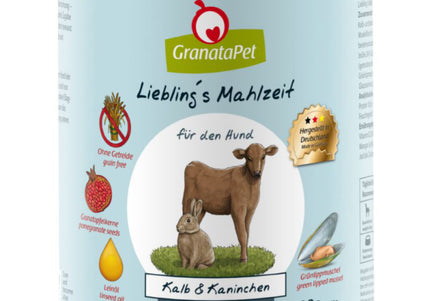 GranataPet Veal & Coney Grain-Free Wet Dog Food – Veal and Rabbit Recipe, 800g Can