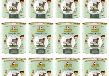 GranataPet Veal & Lamb Grain-Free Wet Dog Food – High Protein, 12 x 800g Cans
