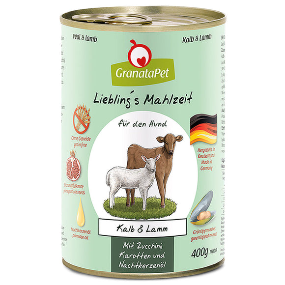 GranataPet Veal & Lamb Grain-Free Wet Dog Food – High-Protein, 400g Can