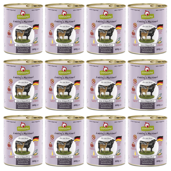 GranataPet Venison & Angus Beef Grain-Free Wet Food – Premium Protein Blend, 12 x 800g Cans