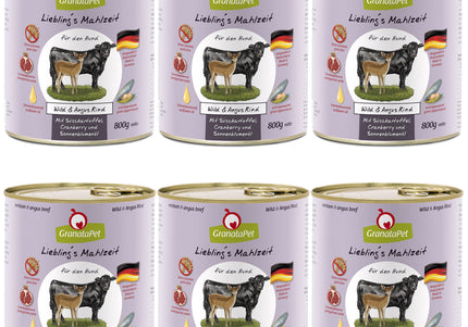 GranataPet Venison & Angus Beef Grain-Free Wet Food – Premium Protein Blend, 6 x 800g Cans