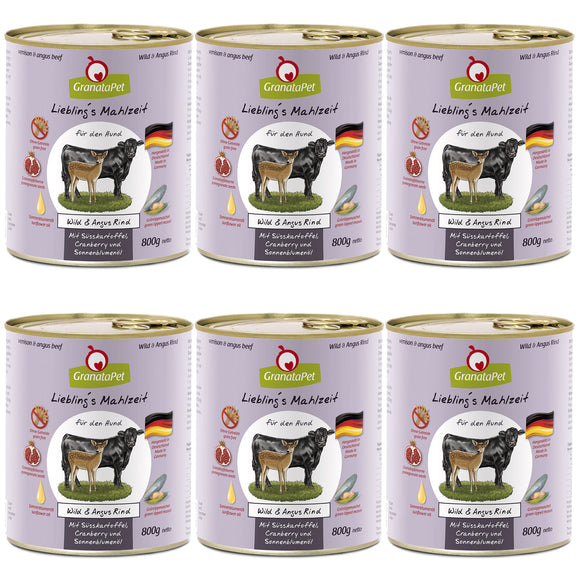 GranataPet Venison & Angus Beef Grain-Free Wet Food – Premium Protein Blend, 6 x 800g Cans