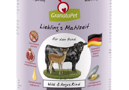 GranataPet Venison & Angus Beef Grain-Free Wet Dog Food – Premium Protein-Rich Recipe, 800g Can