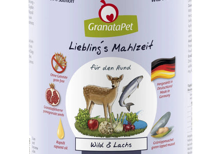 GranataPet Venison Salmon Grain-Free Wet Dog Food – High Protein, 800g Can