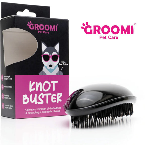 Groomi Knot Buster Brush – Ergonomic Detangling Tool with Undercoat Removal Feature