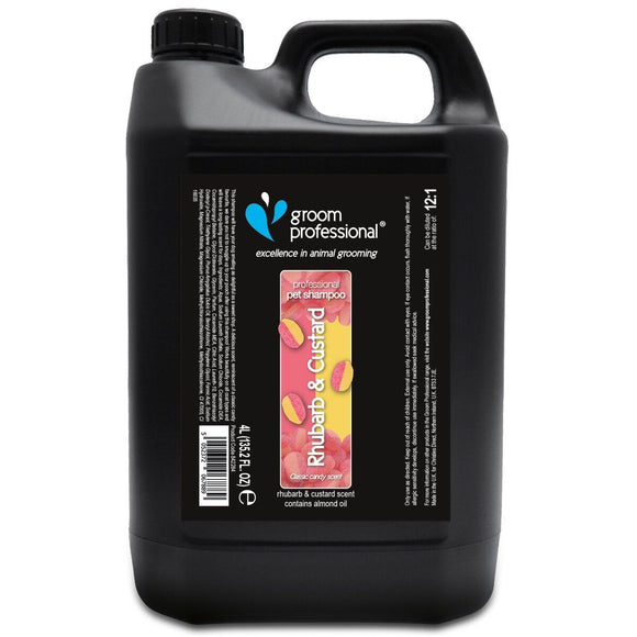 Groom Professional Rhubarb & Custard Shampoo – Moisturizing Formula with Rhubarb Pie Scent, 4L