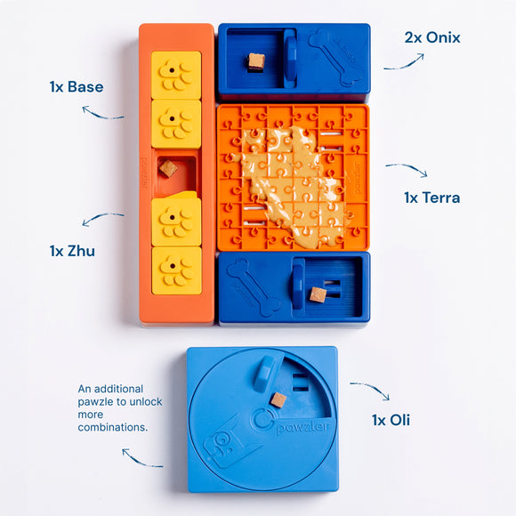 Pawzler Interactive Dog Puzzle Beginner Set – Modular 6-Piece Enrichment Toy, Engaging Design