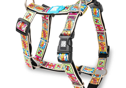 Max&Molly Comic H-Harness – Colorful Adjustable Design, Medium Size, Comfortable Fit