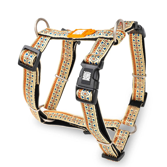 Max&Molly Ethnic H-Harness – Colorful Adjustable Design, Medium Size, Comfortable Fit