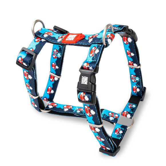 Max&Molly Frenzy the Shark H-Harness – Colorful Adjustable Dog Harness, Medium Size
