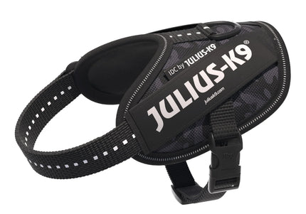 Julius-K9 IDC Powerharness Night Camo – Reflective Black Camouflage Harness, Mini Size
