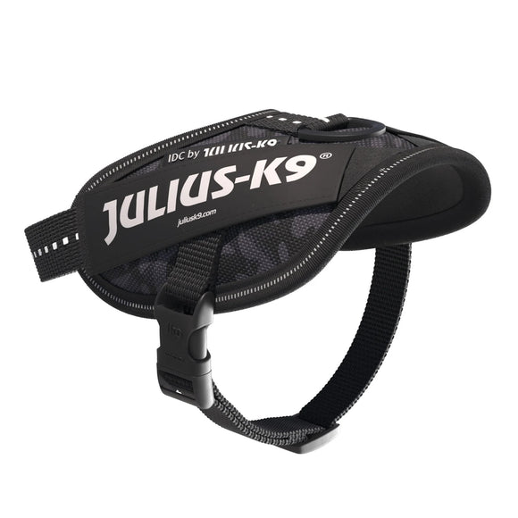 Julius-K9 IDC Powerharness Night Camo – Reflective Black Camouflage Harness, Mini Size