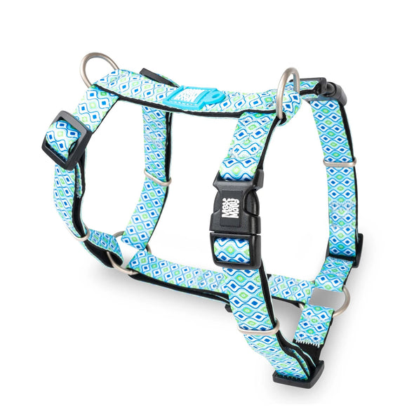 Max&Molly Retro Blue H-Harness – Colorful Adjustable Large Harness, Comfortable Design