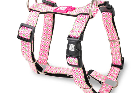 Max&Molly Retro Pink H-Harness – Colorful Adjustable Dog Harness, Large Size