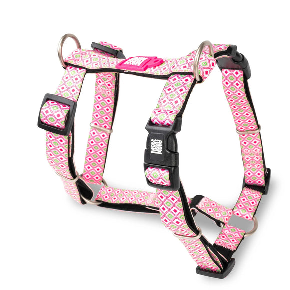 Max&Molly Retro Pink H-Harness – Colorful Adjustable Dog Harness, Large Size