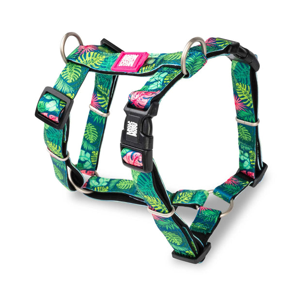 Max&Molly Tropical H-Harness – Colorful Adjustable Medium Harness with Secure Fit