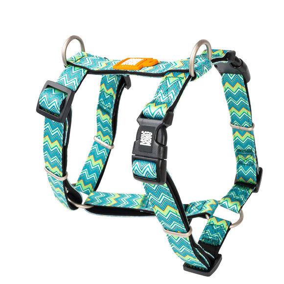 Max&Molly Vintage H-Harness – Colorful Adjustable Dog and Puppy Harness, Large Size