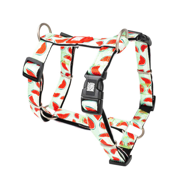 Max&Molly Watermelon H-Harness – Colorful Adjustable Design, Medium Size, Comfortable Fit