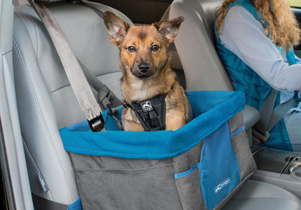 Kurgo Heather Booster Seat – Elevated Dog Car Seat with Secure Straps and Soft Lining