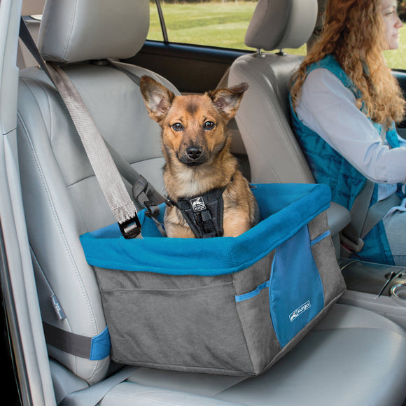 Kurgo Heather Booster Seat – Elevated Dog Car Seat with Secure Straps and Soft Lining