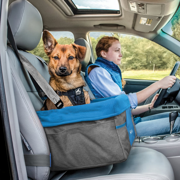 Kurgo Heather Booster Seat – Elevated Dog Car Seat with Secure Straps and Soft Lining