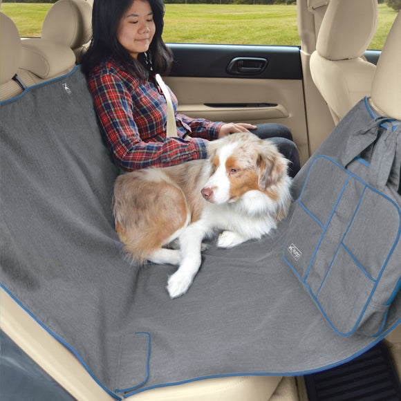 Kurgo Heather Hammock Car Seat Cover – Durable Gray Back Seat Protector, Water-Resistant Design