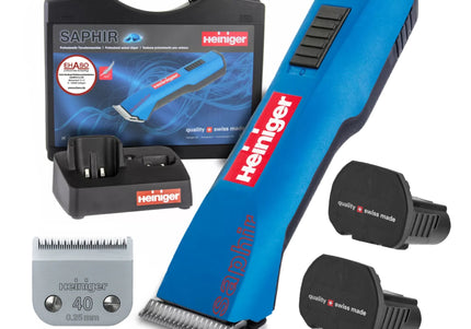 Heiniger Saphir Vet Cordless Clipper – Professional Grooming Razor with No. 40 Blade and Two Batteries