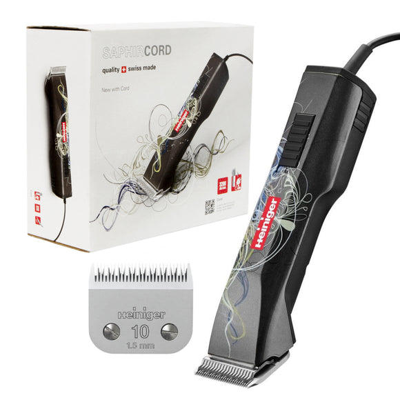 Heiniger Saphir Cord Professional Corded Animal Clipper – Includes No. 10 (1.5mm) Blade, Reliable Performance