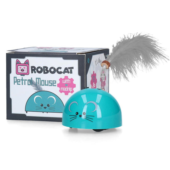 Robocat Interactive Cat Mouse Toy – Motion Sensor, Feather, Madnip Accessory, Pink