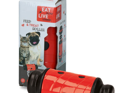 Eat Slow Live Longer Roller S 17cm – Red Interactive Treat Dispensing Toy, Durable Design