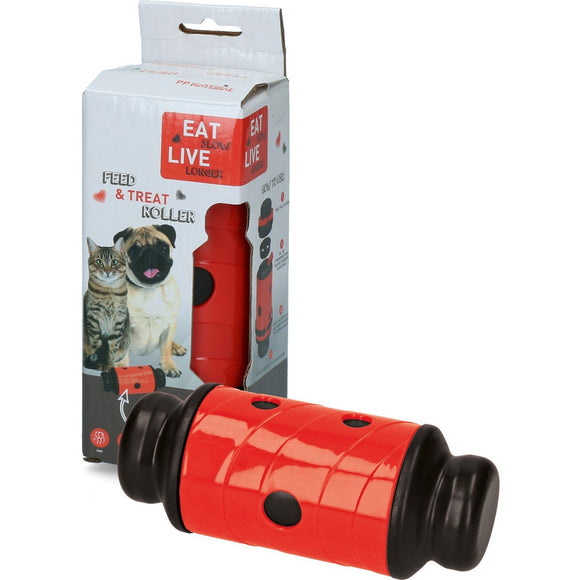 Eat Slow Live Longer Roller S 17cm – Red Interactive Treat Dispensing Toy, Durable Design
