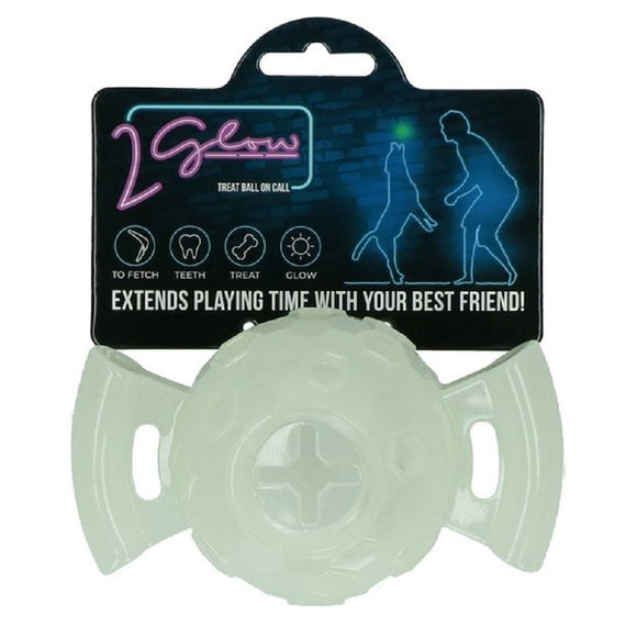 Glow Treat Ball on Call 15cm – Fluorescent Interactive Ball with Handles, Durable Treat Dispenser
