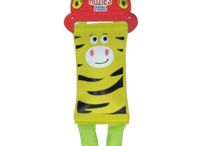 Holland Hozies Sammy Stripes Fire Hose Dog Toy – Zebra Design with Squeaker, Small