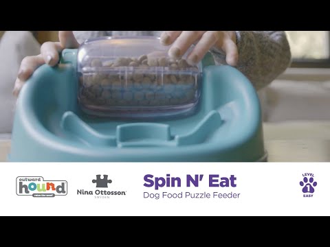 Nina Ottosson Dog Spin N' Eat Puzzle Bowl – Interactive Slow Feeder with Educational Design, Level 2
