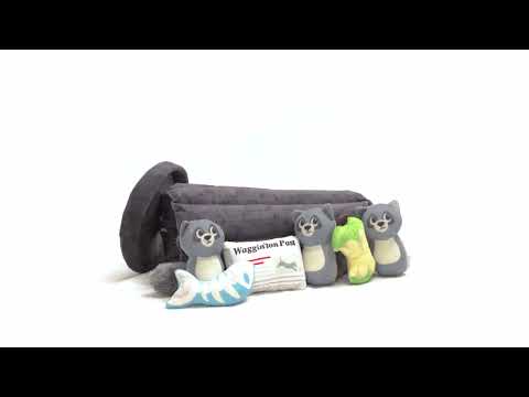 Outward Hound Hide A Raccoon Plush Puzzle Toy – Interactive Dumpster Design, Soft and Durable